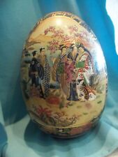 ROYAL SATSUMA VINTAGE LARGE HAND PAINTED EGG WITH STAND picture