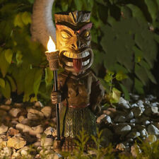 TIKI Solar Powered Outdoor Garden Decor LED Light Ancient Totem Statue with Flic picture
