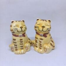Vintage GKAO Smiling Tabby Cat / Kitten Ceramic Salt & Pepper Shakers-New No Box picture