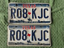Texas license plate pair vintage 2000 - 2005 tag R08-KJC picture