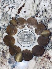 1960s - 1970s Vintage BRASS COPPER MEXICO COIN ASHTRAY AZTEC CALENDAR ASH TRAY picture
