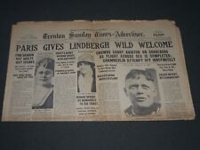 1927 MAY 22 TRENTON TIMES NEWSPAPER PARIS GIVES LINDBERGH WILD WELCOME - NP 2582 picture