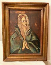 antique 1937 Italian CH Kleemann religious mother of sorrow Mary oil painting  picture
