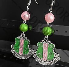 AKA Pink and Green Pearl Dangle Fish-Hook Earrings picture