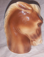 VTG Moody Chestnut MARE Horse Head Planter Vase Ears Back Glossy Browns Ceramic picture