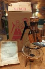 Vintage MCM Glass INLAND Coffee CARAFE & Warmer NOS Original Box Unused Chicago picture