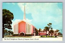 Pompano Beach FL-Florida, First Presbyterian Church, Vintage Postcard picture