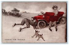 1909 Man Fixing Car Looking For Trouble Danielson Connecticut CT Posted Postcard picture