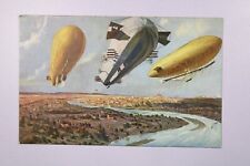 Vintage PPC 3 Zeppelins over a River - L38443 picture