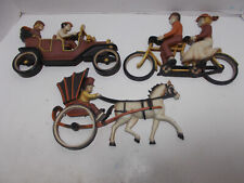 Vintage 1975 HOMCO Wall Hanging Plaques SET of 3  Car, Bicycle, Horse & Buggy picture