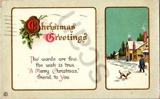 Early 1900's Christmas Greetings To A Friend Holiday Embossed Postcard PM 1917 picture