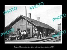 OLD 8x6 HISTORIC PHOTO OF DELANO MINNESOTA RAILROAD DEPOT STATION c1920 picture