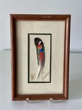 Honduras Painted Feather With Parrot Signed , Framed All Hanging Art picture