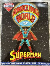 1973 OFFICIAL METROPOLIS ED AMAZING WORLD OF SUPERMAN W/UNUSED POSTER 10X14