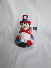 Byers Choice White Samoyed  Dog  w/Red, White & Blue Flowers & Flag, 4th of July picture