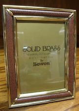 PHOTO FRAME Vtg Bowon Solid Brass Brown w/Gold Trim for 3.5