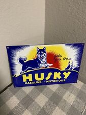 Vintage HUSKY Gas and Oil Porcelain Sign, Heavy picture