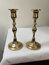 Vtg. Solid Brass Set Of Two Candlestick Holders 7.75'' picture