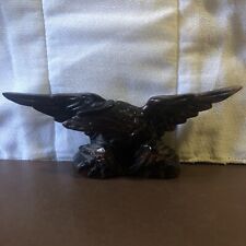 Antique Hand Carved Solid Wood Eagle Sculpture 7”x3” picture