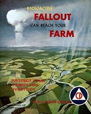 Vintage Nuclear Bomb Civil Defense PHOTO Poster Radioactive Atomic Fallout Farm picture