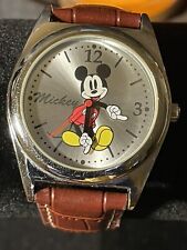 Vintage MZ Berger Mickey Mouse Silver Tone Men’s Watch. WORKING Flawless picture