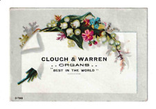 Antique 1890s Clouch & Warren Organs Trade Card Business Card Flower Bouquet picture