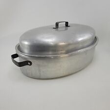 Vintage Rev-O-Noc Aluminum Roasting Pan Oval with Lid 17