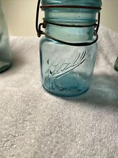 Vintage Ball Ideal Pint Aqua Blue Mason Jar With Lid 1913-1923 #5 picture