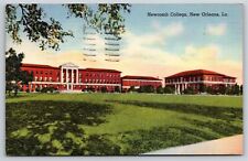 New Orleans Louisiana~Newcomb College Exterior View~PM 1942~Vintage Linen PC picture