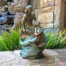 Merman & Mermaid Sexy Ocean Rock Figurine Resin Statue Garden Decor Gift 18 In picture