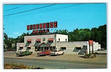 LEBANON, NH New Hampshire ~ Roadside RIVERSIDE GRILL  c1950s CARS Postcard picture