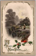 c1910s Winsch HAPPY NEW YEAR Embossed Postcard Farming / Field Scene - UNUSED picture