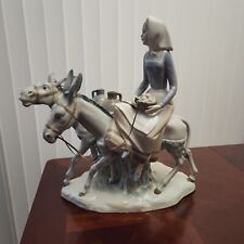 FarmMaid On Donkey Hand Made In Spain Figurine Tengra Ceramic Early 1900's Large picture