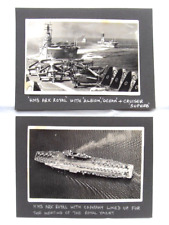 2 Photographs of H.M.S. Ark Royal, 1950's with 'Albion', 'Ocean', and 'Superb' picture