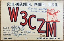 QSL Card - 1937 - Philadelphia Pennsylvania USA - W3CZM - Robert M. Welsh  Stamp picture