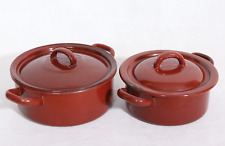 VINTAGE Sets of Red RIESSWERKE ENAMELWARE Small POTS picture