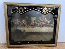 Vintage 1938 Religious LAST SUPPER Deltex Lithograph Glass Painted Print picture