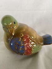 Vtg.Ceramic Bird with Colorful Jewel ~Tone Glaze Green, Red, Blue and Yellow. picture
