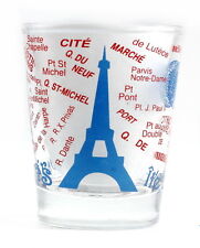 PARIS FRANCE EIFFEL TOWER AND MAP BLUE SHOT GLASS SHOTGLASS picture
