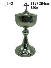 J1-2 Christian Catholic Church Priest Goblet Ciborium with Cross Top Stainless  picture