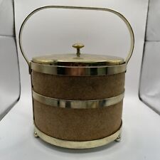 Vintage MCm 1970s Brass Cork Glass Ice Bucket Bin picture