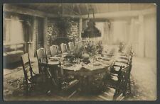 c.1910s-20s RPPC Postcard FANCY LOG HOME DINING ROOM INTERIOR VAULTED CEILING picture