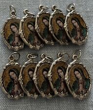 Virgin Mary Virgen De Guadalupe Medal Pendant Charm | Silver Tone picture