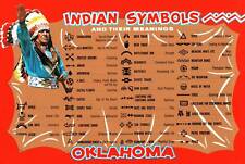VINTAGE POSTCARD INDIAN SYMBOLS AND THEIR MEANINGS OKLAHOMA CONTINENTAL SIZE picture