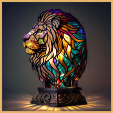 Lion Tiffany Animal Stained Glass Table Lamp picture