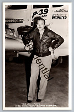Real Photo Tex Johnson 1946 Trophy Winner Air Races Aviation RP RPPC D212 picture