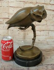 SIGNED LARGE ABSTRACT PURE HOTCAST BRONZE OWL STATUE ART DECO SCULPTURE SALE NR picture