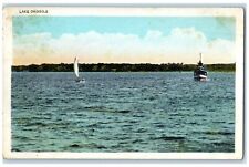 1935 Lake Okoboji Spirit Lake Iowa IA, Boat Sailboat Scene Vintage Postcard picture