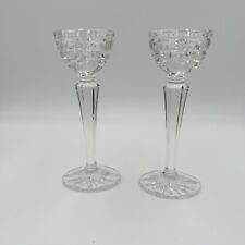 Vintage Waterford Crystal Overture Large Pair 8”Conefoot Candlesticks picture