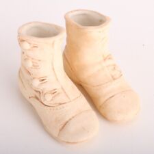 Porcelain Shoe Miniature Vintage Beige Boot Pair 3 1/2